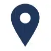 Dark blue map pin icon centered on a white background.
